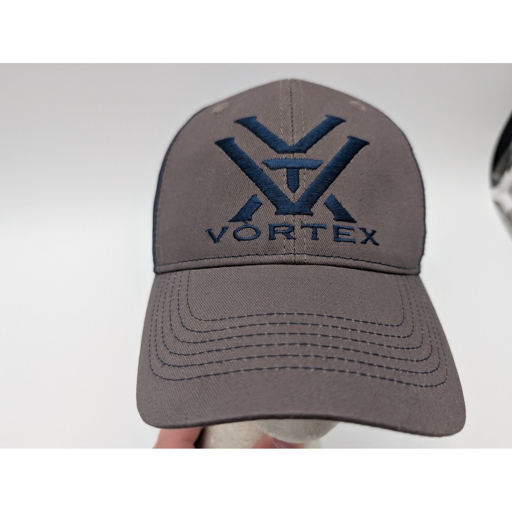 Vortex Optics Baseball Cap Gray Navy Blue Embroidered Logo Snapback Hat OSFM
